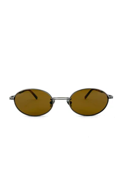 St Agni Fine Metal Oval Sunglasses In Green