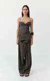 St Agni Fisherman Wrap-front Wool-blend Wide-leg Pants In Gray