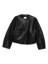 St Agni Utility Cocoon Leather Jacket In Black