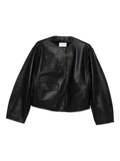 St Agni Flap-pocket Leather Jacket In Black