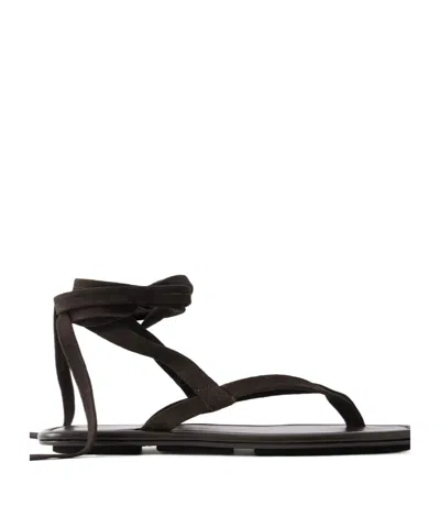 St Agni Flat Ankle Strap Sandals In Black