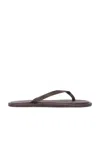 St Agni Leather Flip Flops In Chocolate