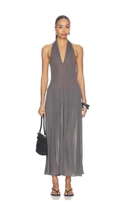 St Agni Fluid Jersey Halter Dress In Gray