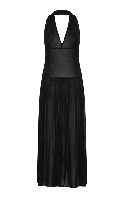 St Agni Fluid Jersey Halter Midi Dress In Black