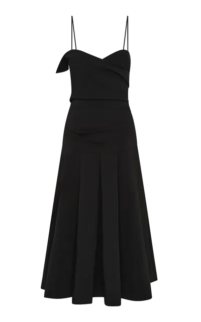 St Agni St. Agni Folded Cotton-blend Bodice Dress In Black