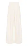 St Agni Folded Organic Cotton-linen Pants In Ivory
