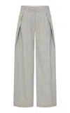 St Agni Folded Wool-blend Wide-leg Pants In Gray
