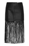 St Agni St. Agni Fringe Leather Skirt In Black
