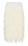 St Agni St. Agni Fringe Stretch Silk Midi Skirt In White