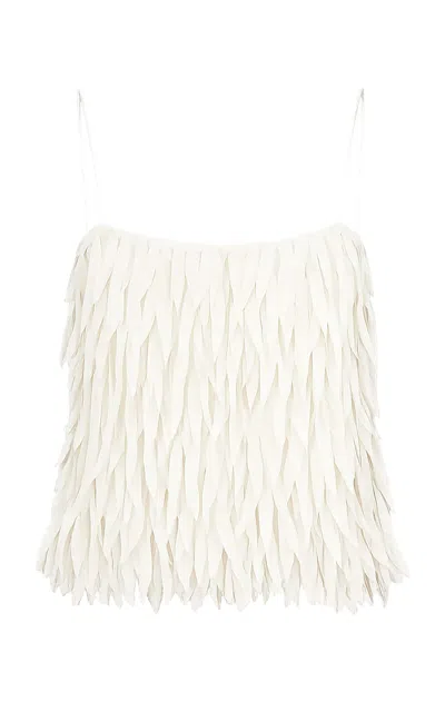 St Agni St. Agni Fringe Tie Silk Top In White