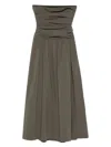 St Agni Gathered-detail Strapless Midi Dress In Brown