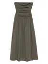 St Agni Gathered-detail Strapless Midi Dress In Brown