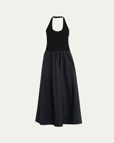 St Agni Gathered Halter Maxi Dress In Black