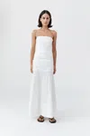 St Agni Gathered Strapless Longline Dress In White