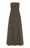 St Agni Gathered Strapless Tie Back Dress