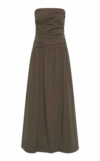 St Agni Gathered Strapless Tie Back Dress