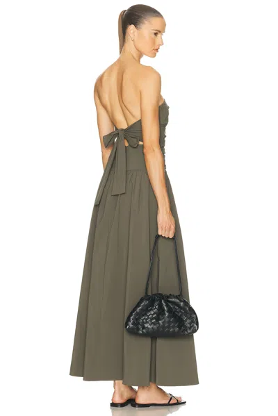 St Agni Gathered Strapless Tie Back Dress In Brown