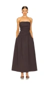 St Agni Tie-back Drop-waist Cotton-nylon Maxi Dress In Chocolate