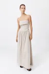 St Agni Gathered Strapless Tie Back Dress In Creme