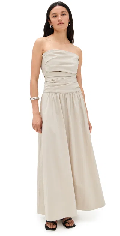 St Agni Gathered Strapless Tie Back Dress Creme