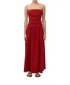 St Agni Gathered Strapless Tie Back Dress In Rosso In Red