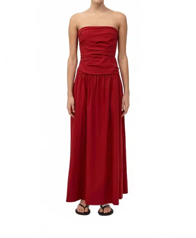 ST AGNI GATHERED STRAPLESS TIE BACK DRESS IN ROSSO