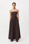 St Agni Gathered Strapless Tie Back Dress In Purple