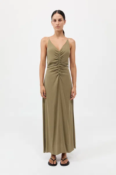 St Agni Gathered Tie Dress In Green