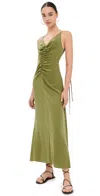 ST AGNI GATHERED TIE DRESS OLIVE