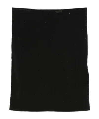 St Agni Glass Bead Embellished Midi Skirt In Black