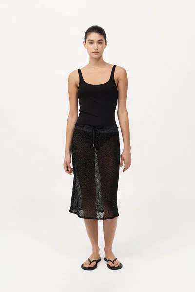 St Agni Glass Beaded Mesh Skirt In Black