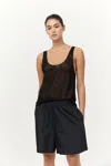 St Agni Glass Beaded Mesh Top In Black
