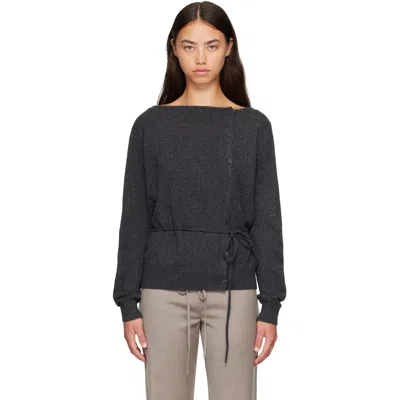 St Agni Gray Cashmere Asymm Cardigan