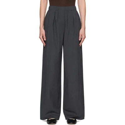 St Agni Gray Relaxed Pleat Trousers In Black