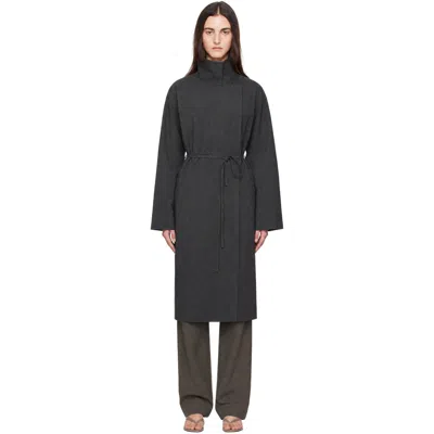 St Agni Gray Technical Cotton Cocoon Coat In Iron Glaze