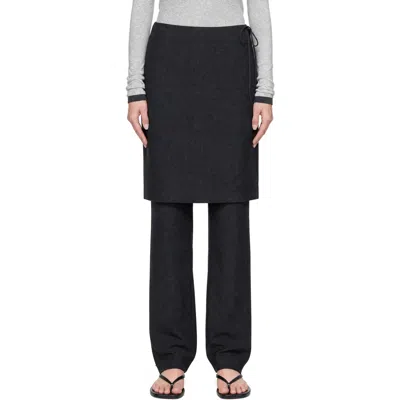 St Agni Gray Wool Skirt Trousers In Dark Graphite