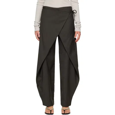 St Agni Gray Wrap Rouleau Trousers In Black