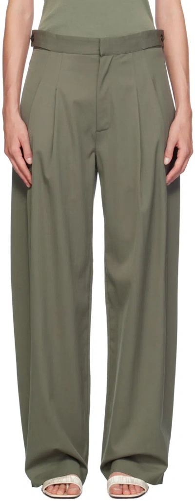 St Agni Green Adjustable Trousers In Smokey Olive