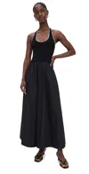 St Agni Halter Gathered Dress Black In Black