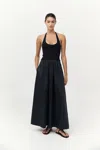 St Agni Halter Gathered Dress In Black