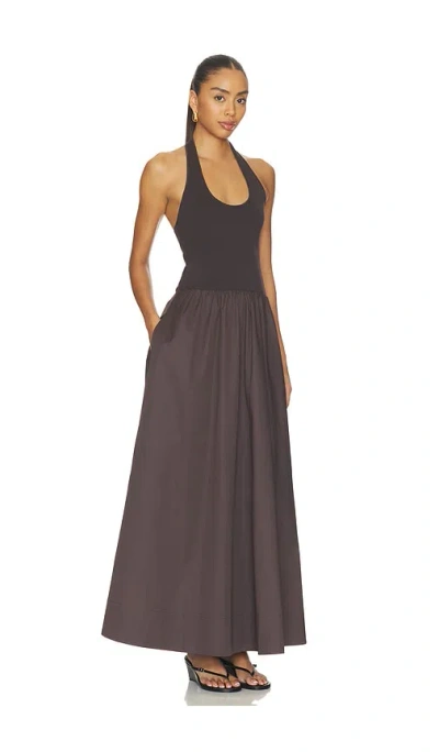 St Agni Halter Gathered Dress In Purple