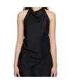 St Agni Draped Silk Halter Top In Black