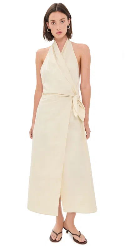 St Agni Halter Wrap Backless Dress Porcelain
