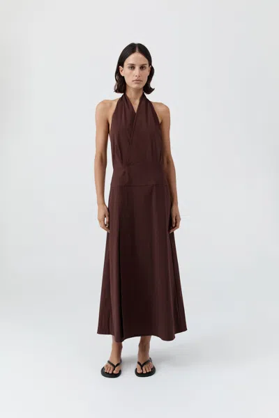 St Agni Halter Wrap Dress In Brown