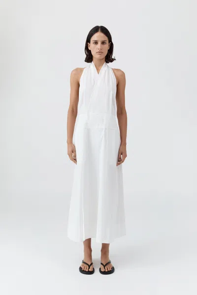 St Agni Halter Wrap Dress In White