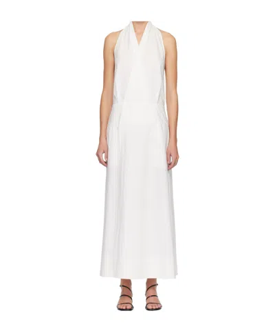St Agni Halter Wrap Midi Dress In White