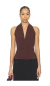 St Agni Halter Wrap Top In Burgundy