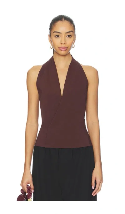 St Agni Halter Wrap Top In Burgundy