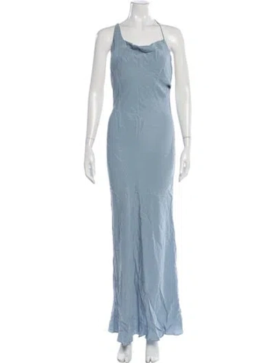 Pre-owned St Agni Halterneck Long Dress In Blue
