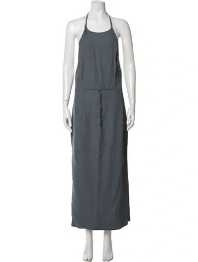 Pre-owned St Agni Halterneck Long Dress In Blue
